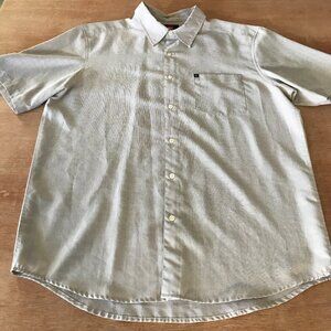Quicksilver Shirt Men L Gray Plaid Button Up Pocket Short Sleeve Preppy 17792